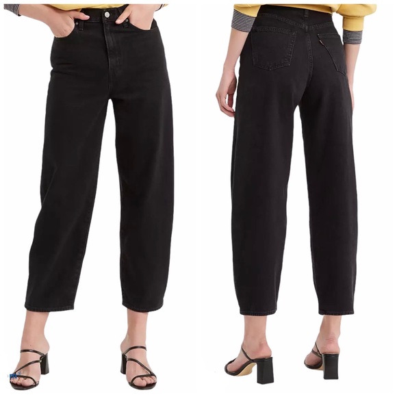 NEW Levi’s Balloon Leg Black Denim Cropped Jeans - Picture 4 of 13